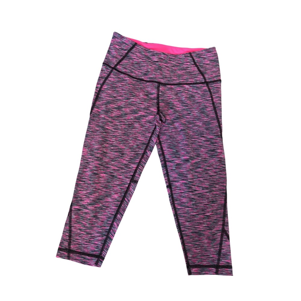 Victorias Secret VSX Sport Knockout Capri Leggings Pink Black Space Dye Small